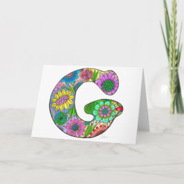 Blumenbuchstabe G Grußkarte - Leere Innenseite Karte