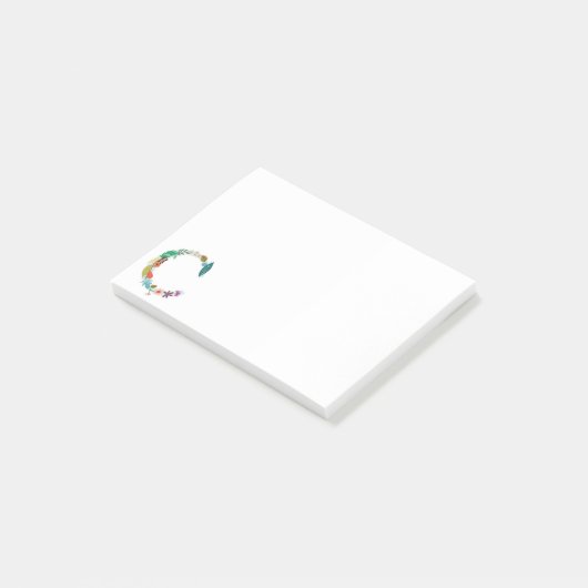 Blumenbuchstabe-Monogramm-Initiale - C Post-it Klebezettel (angewinkelt)