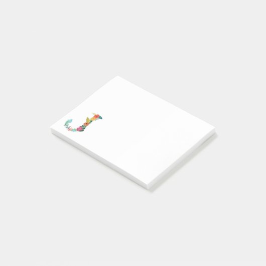 Blumenbuchstabe-Monogramm-Initiale - J - Post-it Klebezettel (angewinkelt)