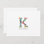 Blumenbuchstabe-Monogramm-Initiale - K - flache Postkarte (Vorne/Hinten)
