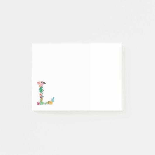 Blumenbuchstabe-Monogramm-Initiale - L - Post-it Klebezettel (Vorderseite)