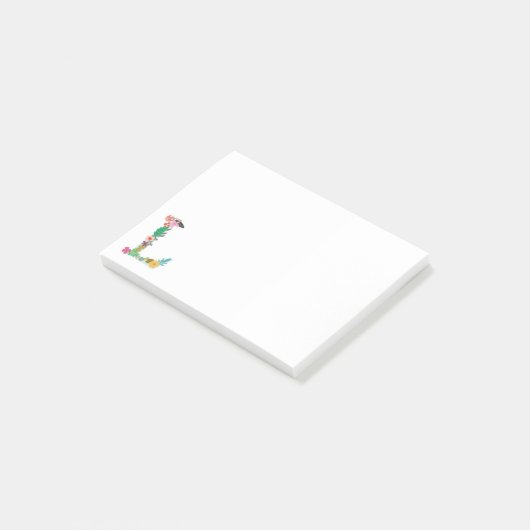 Blumenbuchstabe-Monogramm-Initiale - L - Post-it Klebezettel (angewinkelt)