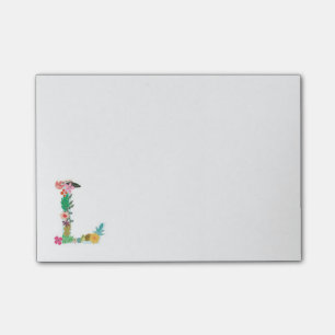 Blumenbuchstabe-Monogramm-Initiale - L - Post-it Klebezettel