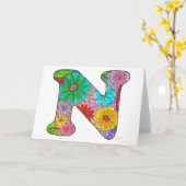 Blumenbuchstabe N Grußkarte - Leere Innenseite Karte (Gelbe Blume)