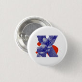 Blumenbuchstabe X – Fetter geometrischer botanisch Button (Vorne & Hinten)