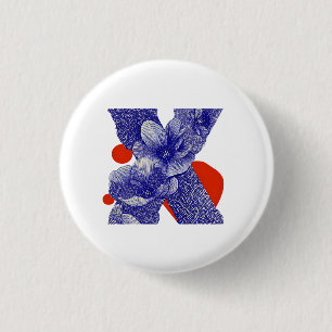 Blumenbuchstabe X – Fetter geometrischer botanisch Button