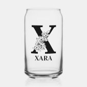 Blumenbuchstabe X Monogramm und Personalisierte Be Dosenglas (Vorderseite)