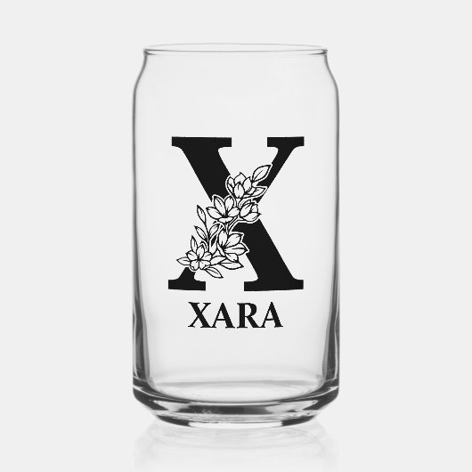 Blumenbuchstabe X Monogramm und Personalisierte Be Dosenglas (Vorderseite)