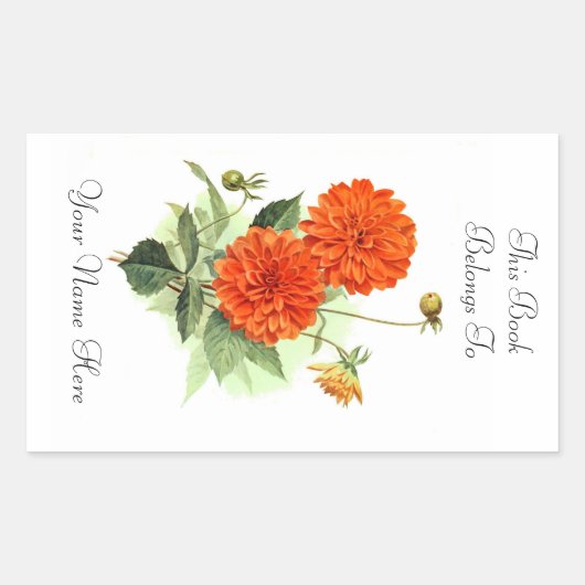 BlumenBuchzeichen Rechteckiger Aufkleber (Vorderseite)