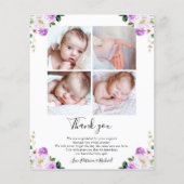 Blumenbudget Geburtserklärung Danke Karte (Rückseite)