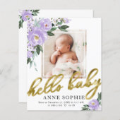 Blumenbudget Geburtserklärung Danke Karte (Vorne/Hinten)