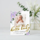 Blumenbudget Geburtserklärung Danke Karte (Stehend Vorderseite)