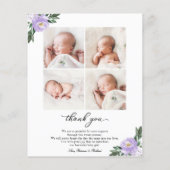 Blumenbudget Geburtserklärung Danke Karte (Rückseite)