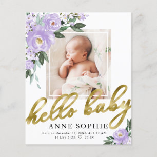 Blumenbudget Geburtserklärung Danke Karte