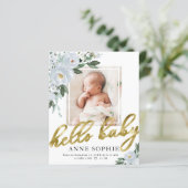 Blumenbudget Geburtserklärung Danke Karte (Stehend Vorderseite)