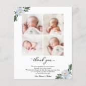 Blumenbudget Geburtserklärung Danke Karte (Rückseite)