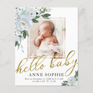 Blumenbudget Geburtserklärung Danke Karte