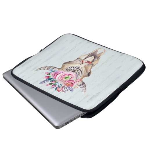 Blumenbulle über hellblauem Hintergrund Laptopschutzhülle (Vorne Knopf)