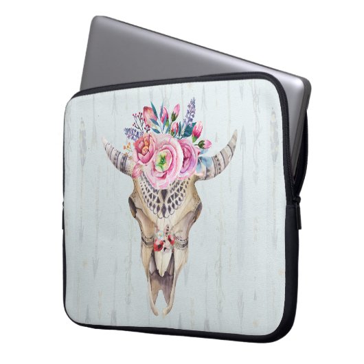 Blumenbulle über hellblauem Hintergrund Laptopschutzhülle (Vorderseite Links)