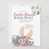 Blumenbunny Ostern Brunch Ei Hunt Einladung (Vorderseite)