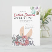 Blumenbunny Ostern Brunch Ei Hunt Einladung (Stehend Vorderseite)