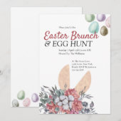 Blumenbunny Ostern Brunch Ei Hunt Einladung (Vorne/Hinten)