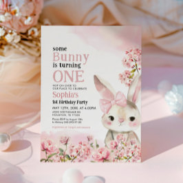 Blumenbunny Rabbit 1. Geburtstag Einladung