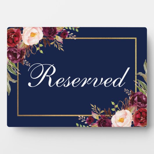 Blumenburgund Blue Wedding Reserviert 12x18 Table Fotoplatte (Vorderseite)