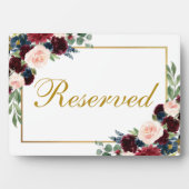 Blumenburgund Blue Wedding Reserviert 12x18 Table Fotoplatte (Vorderseite)