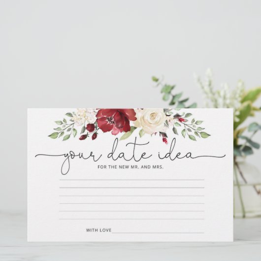 Blumenburgund Date Nacht Ideen. Datum jar Briefpapier (Stehend Vorderseite)