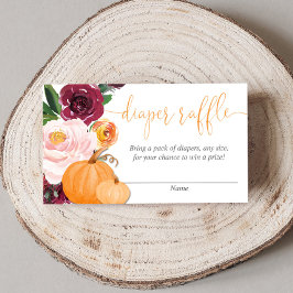 Blumenburgund fallen Kürbisse Windel-Gewinnkarten Begleitkarte