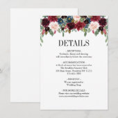 Blumenburgund-Hochzeit Begleitkarte (Vorne/Hinten)