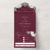 Blumenburgund-Rose rustikale Hochzeit All In One Einladung (Innen Boden)