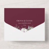 Blumenburgund-Rose rustikale Hochzeit All In One Einladung (Rückseite)