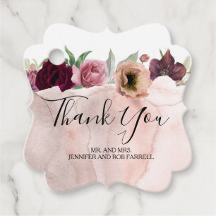 Blumenburgund und Dusty Rose Vintage Wedding Geschenkanhänger