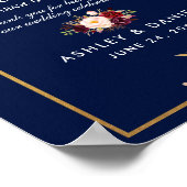 Blumenburgundy Blue Gold-Gastgeschenke Hochzeiten Poster (Ecke)