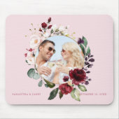 Blumenburgundy Pink Wreath Foto Mousepad (Vorne)