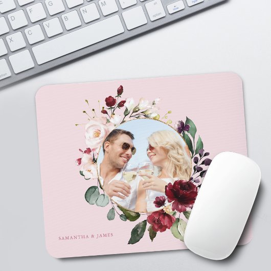 Blumenburgundy Pink Wreath Foto Mousepad