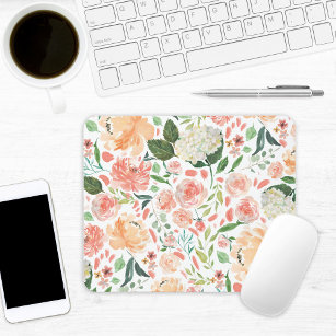 Blumenbüro für Frühlingsblüten und Pfirsichfarben Mousepad
