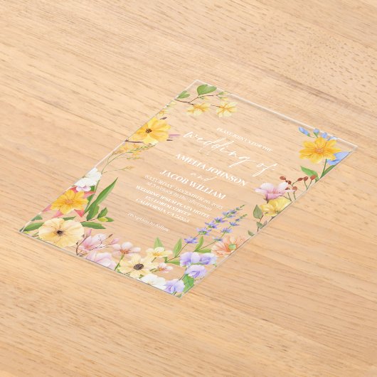 Blumenbutter, gelb, botanisch Hochzeit Acryleinladungen (Ablage )