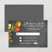 Blumenchalkboard Hochzeit RSVP Karte (Vorne/Hinten)