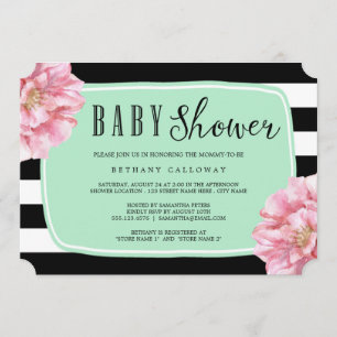 Blumenchic Baby Dusche Einladung / Minze