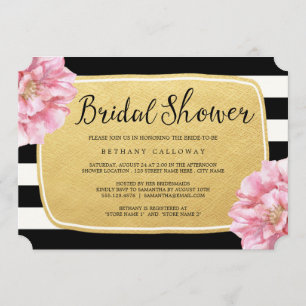 Blumenchic Bridal Dusche Einladung / Gold