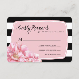 Blumenchic Hochzeitkarte / Rosa RSVP Karte