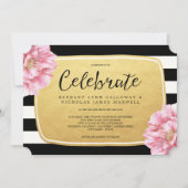 Blumenchic Hochzeitseinladung / Gold Einladung (Vorderseite)