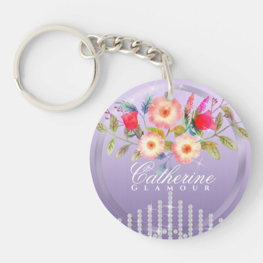 Blumenchic Lila Schlüsselanhänger (Vorderseite)