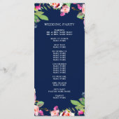 Blumenchic Navy Blue Elegant Hochzeitsprogramm Programm (Rückseite)