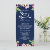 Blumenchic Navy Blue Elegant Hochzeitsprogramm Programm (Stehend Vorderseite)