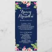 Blumenchic Navy Blue Elegant Hochzeitsprogramm Programm (Vorderseite)