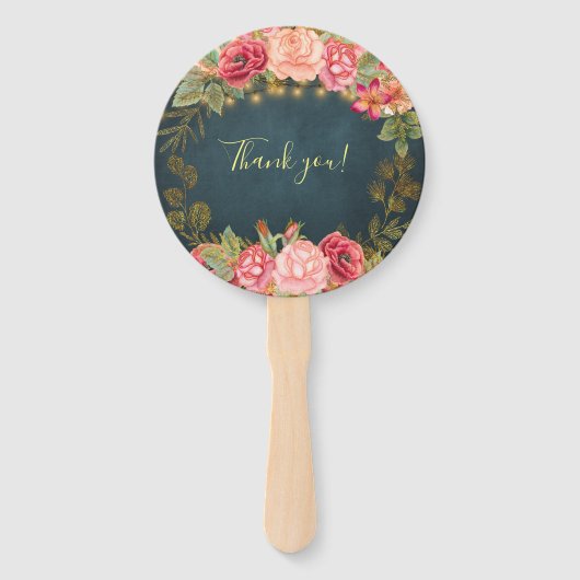 Blumenchic-Rose Babydusche Begrüßung Gefallen Fächer (Rückseite)